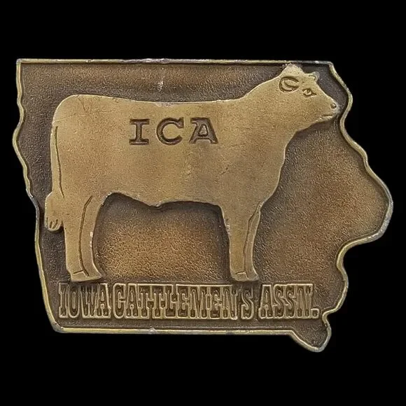 Vintage‎ Iowa Cattlemen's Association Belt Buckle Unique ICA Farm Collectible